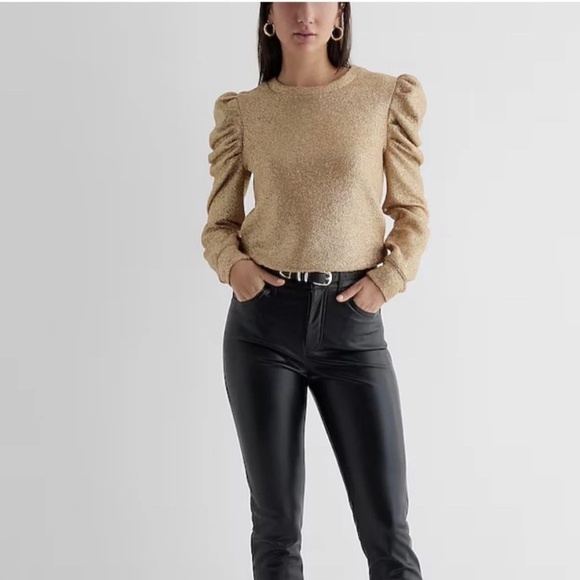 Express High Waisted Faux Leather '90s Skinny Pant - Picture 1 of 5